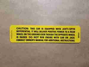 Decal, Anti Spin Caution (GM# 587514)..