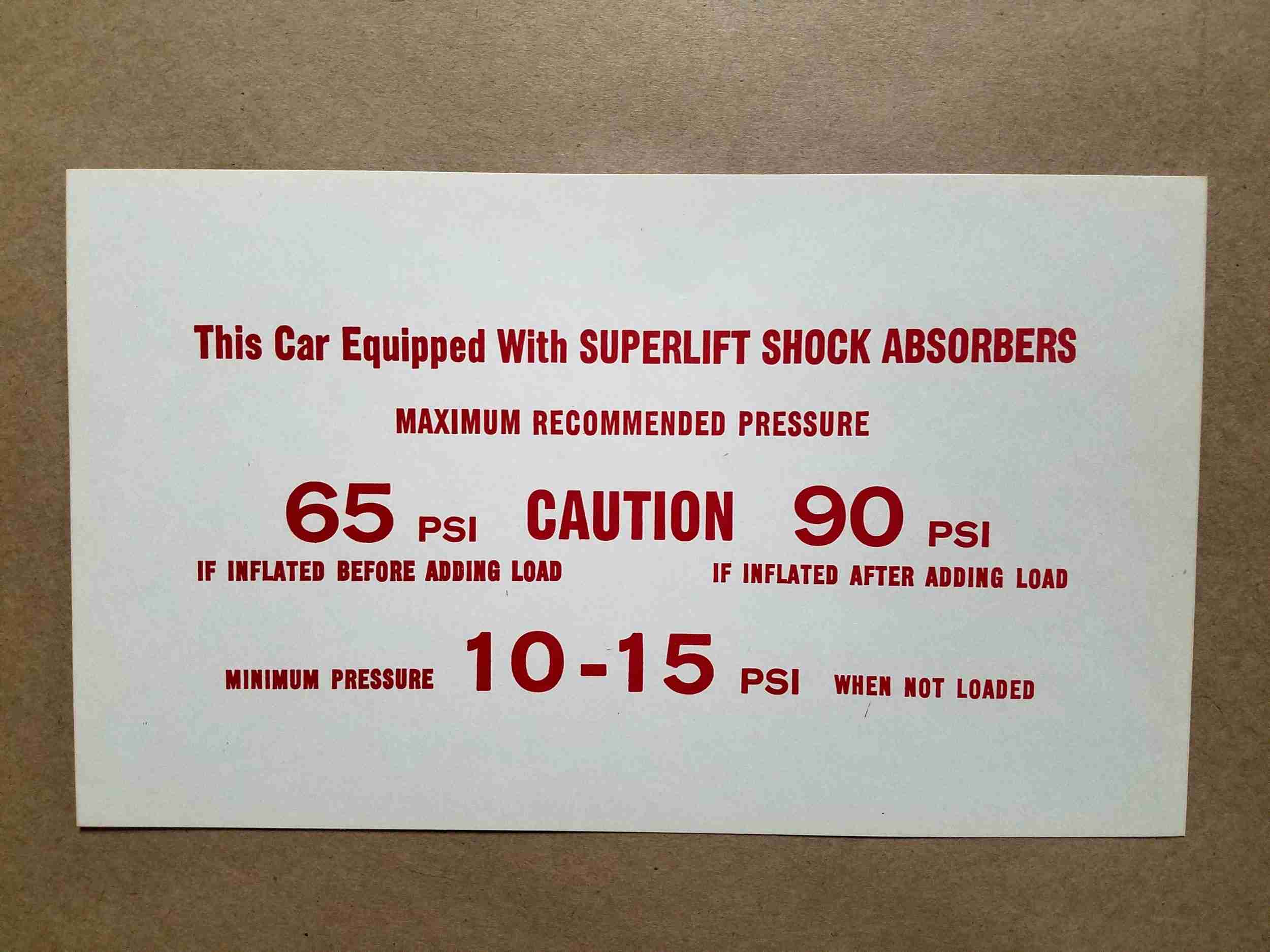 1974-78 Lemans Decal, Superlift air shock instruction C