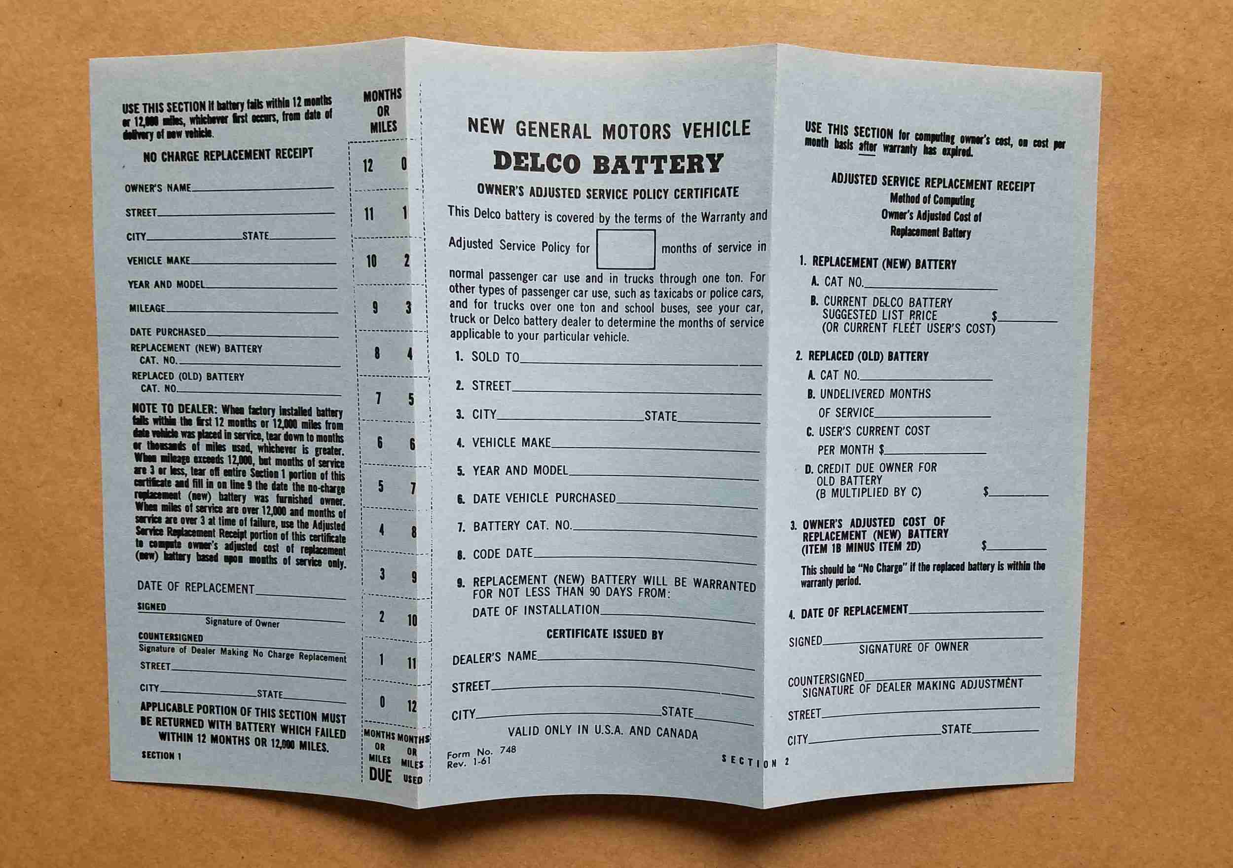 Folder, Delco Battery Warranty (On folder: 748)