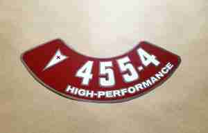 Decal, 455 4V High Performance Air Cleaner