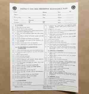 1935-39 New Car Maintenance/Adjustment Sheet