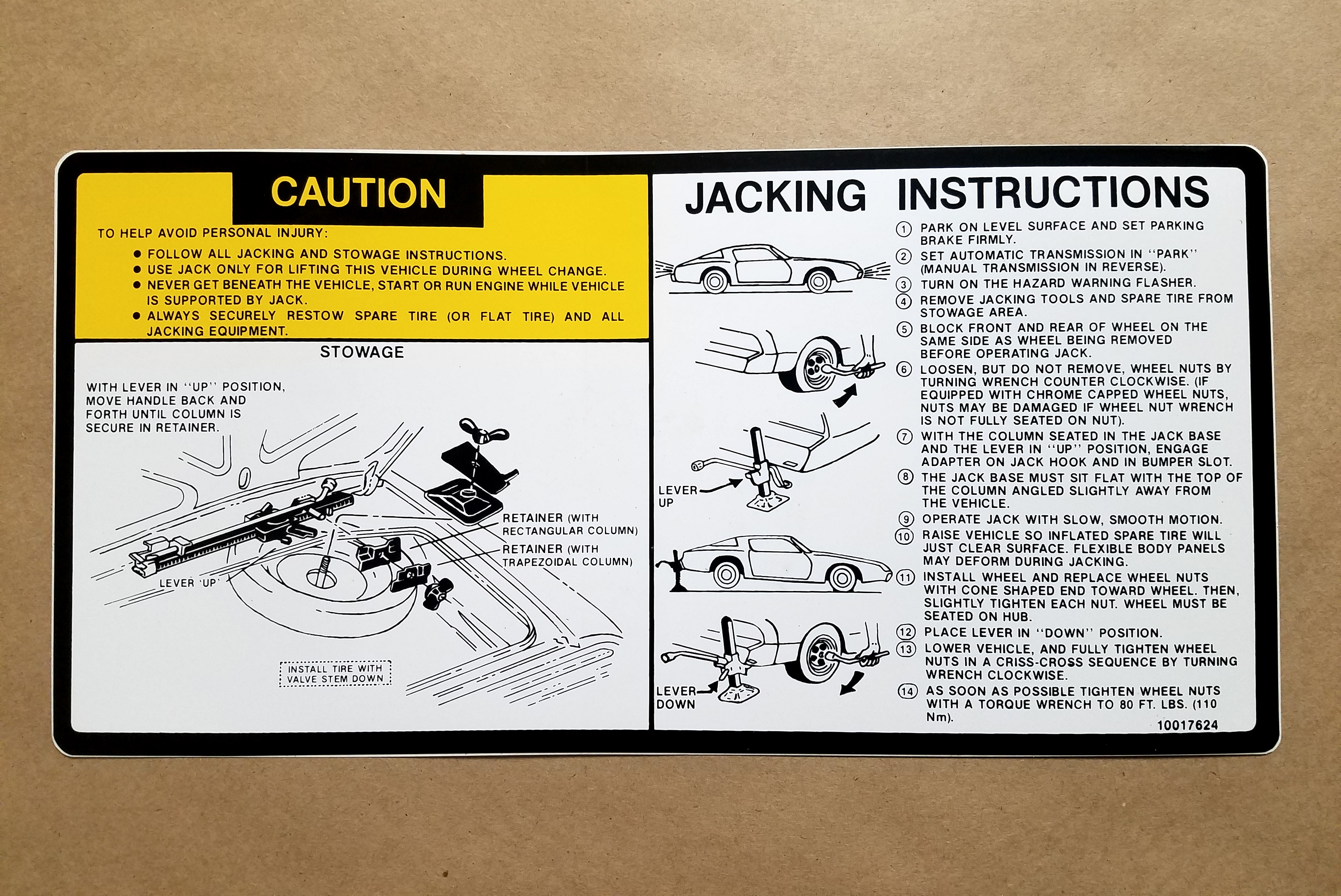 1981-82 Jack Instructions Decal GM 10017624