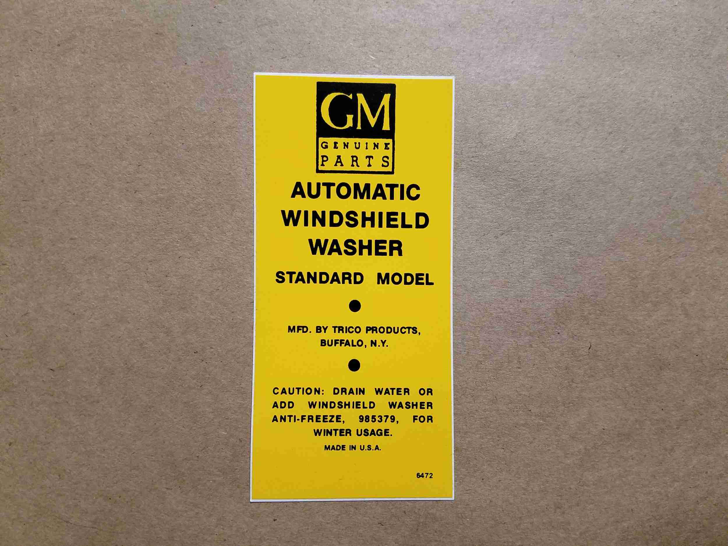 1940-60 Trico Windshield Washer Bracket Decal, on decal: 6472