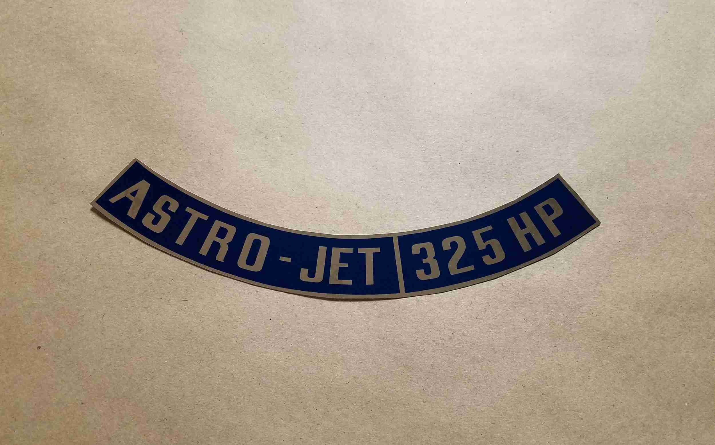 1965-68 Decal, "Astro-Jet 325 HP" Air Cleaner (GM# 3394910)