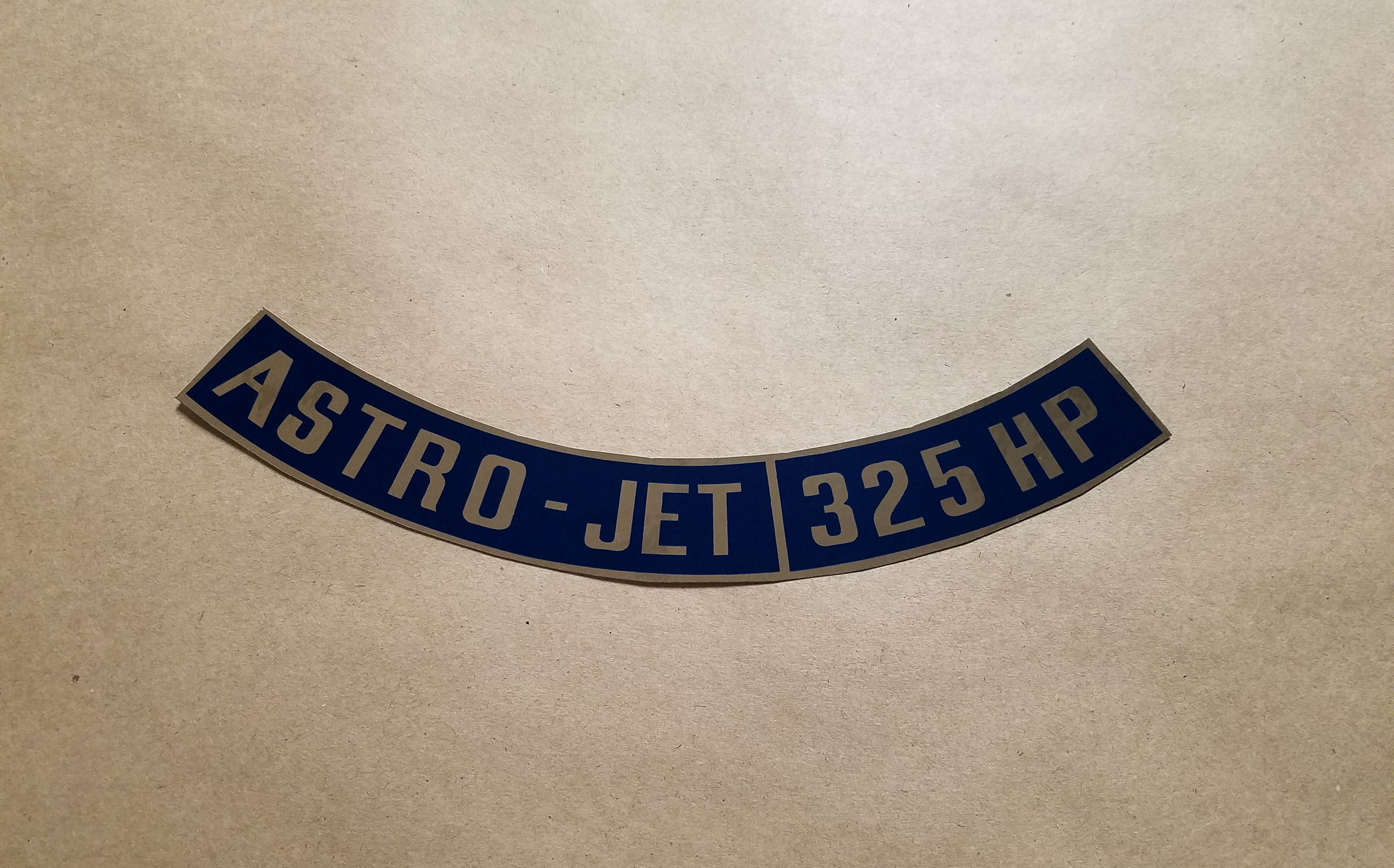 1965-68 Decal, "Astro-Jet 325 HP" Air Cleaner (GM# 3394910)