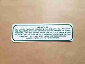 1965-66 Decal, Canada Cooling System Caution