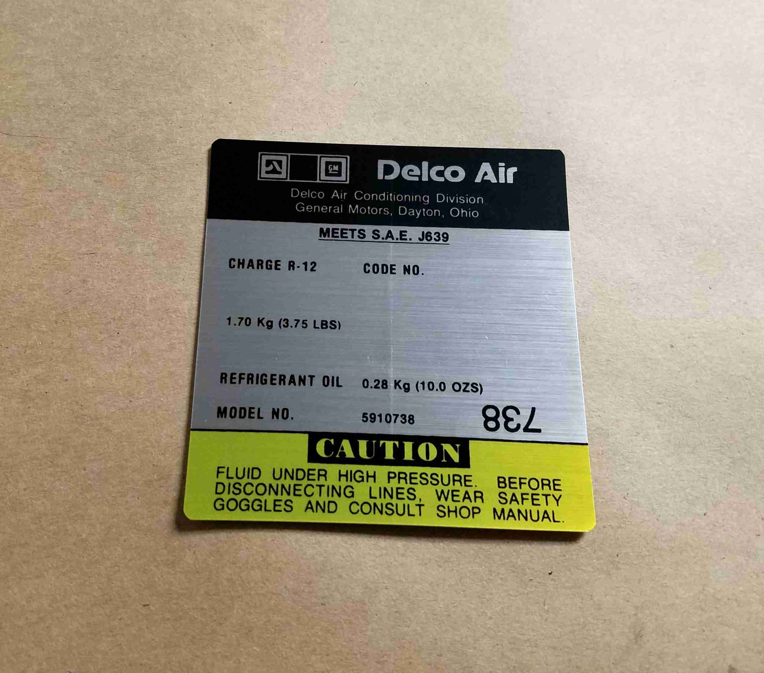 1981 Decal Delco Air Conditioner Compressor