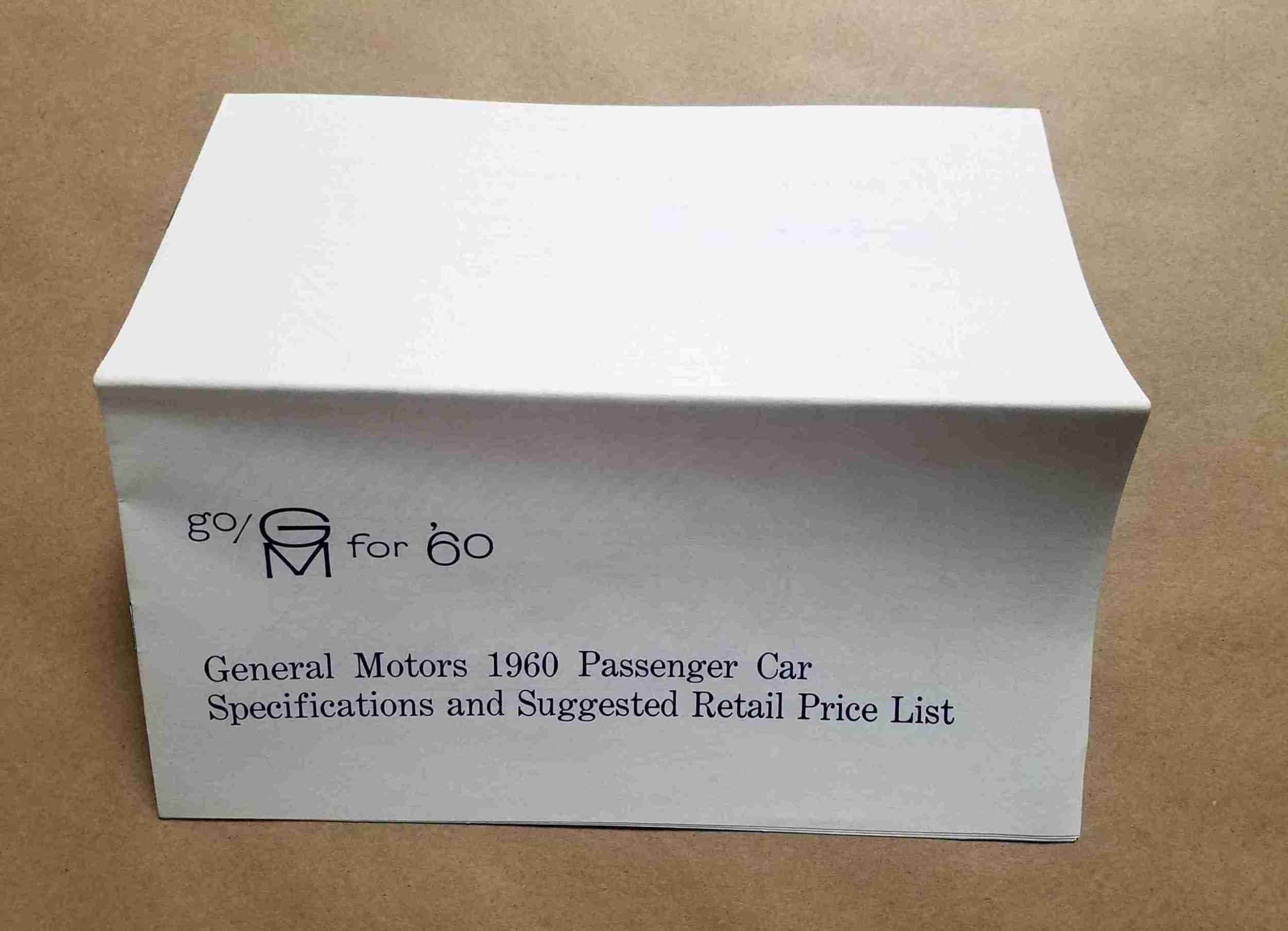 1960 GM New Vehicle Retail Price Booklet