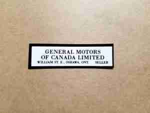 1971-77 "General Motors of Canada" door decal