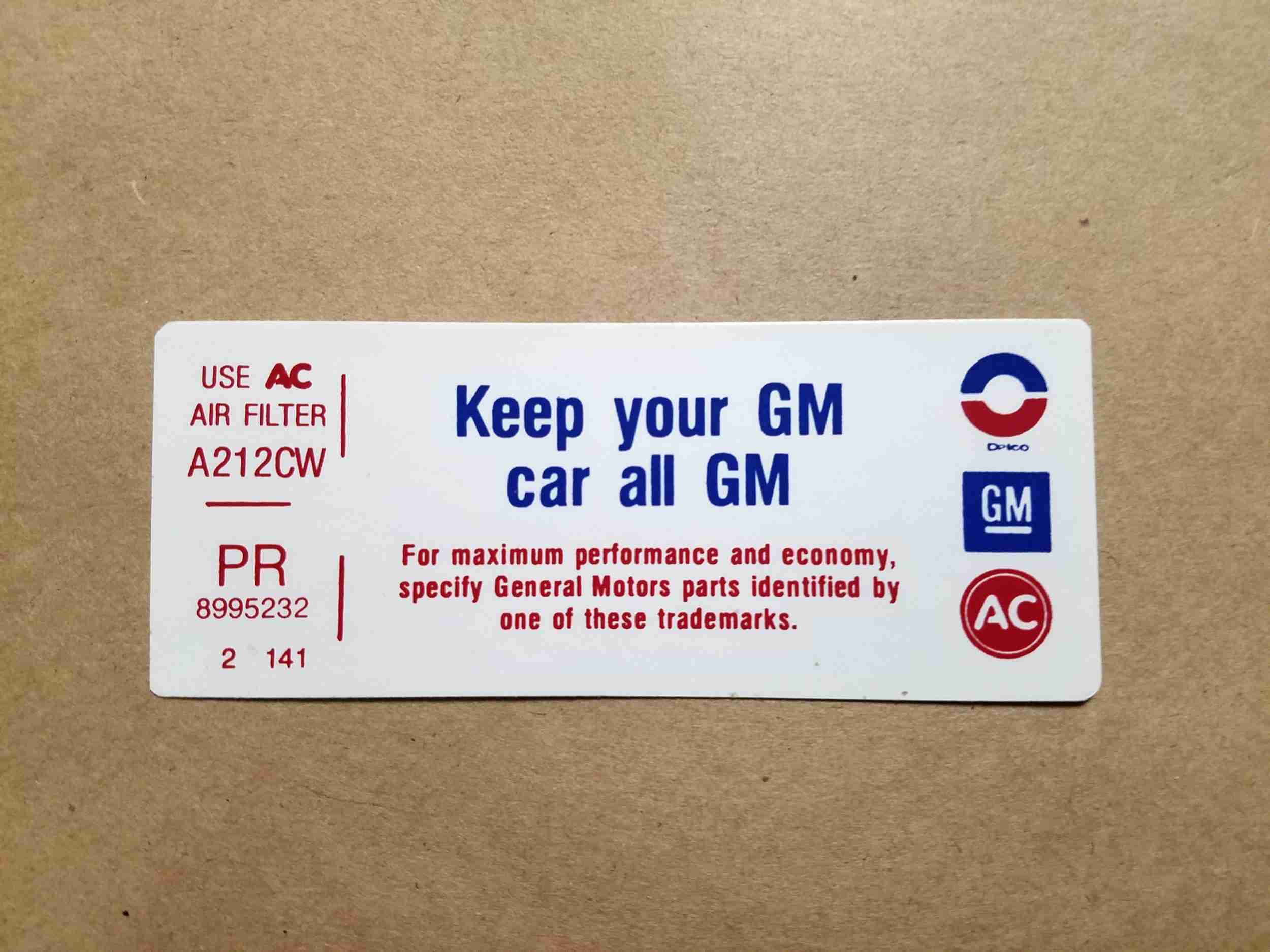 Decal V-8 Keep Your GM All GM