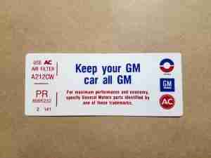 Decal V-8 Keep Your GM All GM