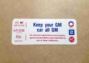 Decal, 455 Keep Your GM All GM (On Decal: RK 8994008)