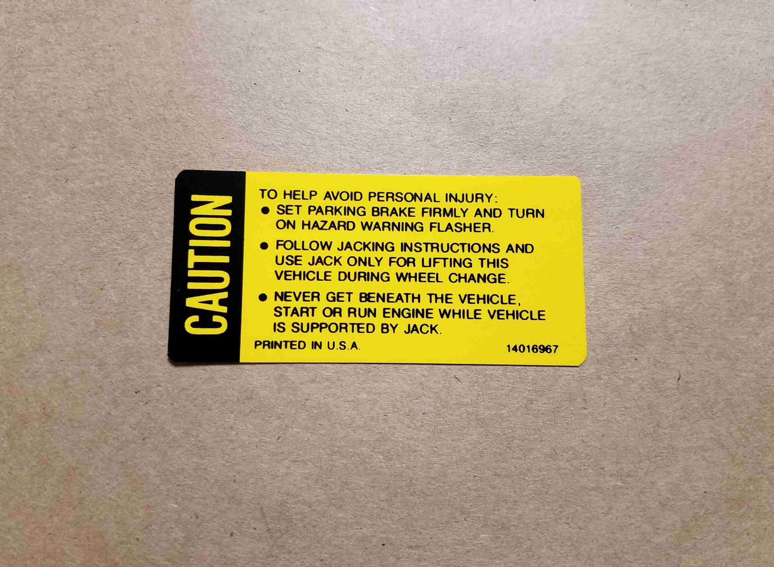1980 Jack Caution Decal GM #14016967