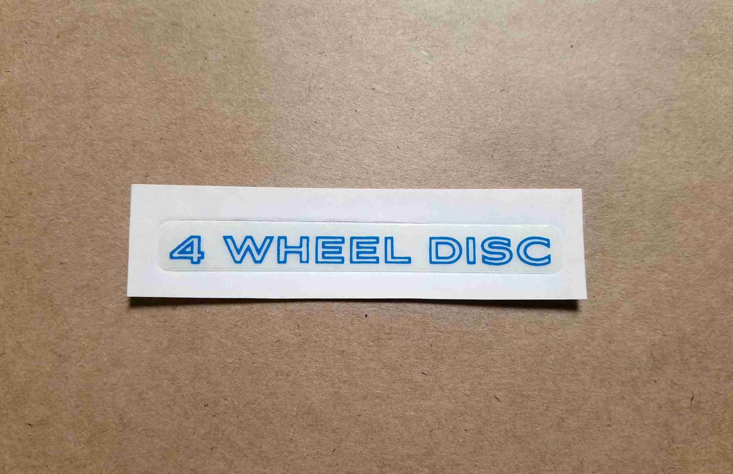 1979-80 Door Decal, Blue, GM 10008714, Firebird Four Wheel Disc Brakes