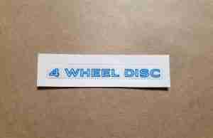 1979-80 Door Decal, Blue, GM 10008714, Firebird Four Wheel Disc Brakes