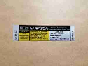 1981 Decal Harrison Air Conditioner Comp ..GM# 2724365)
