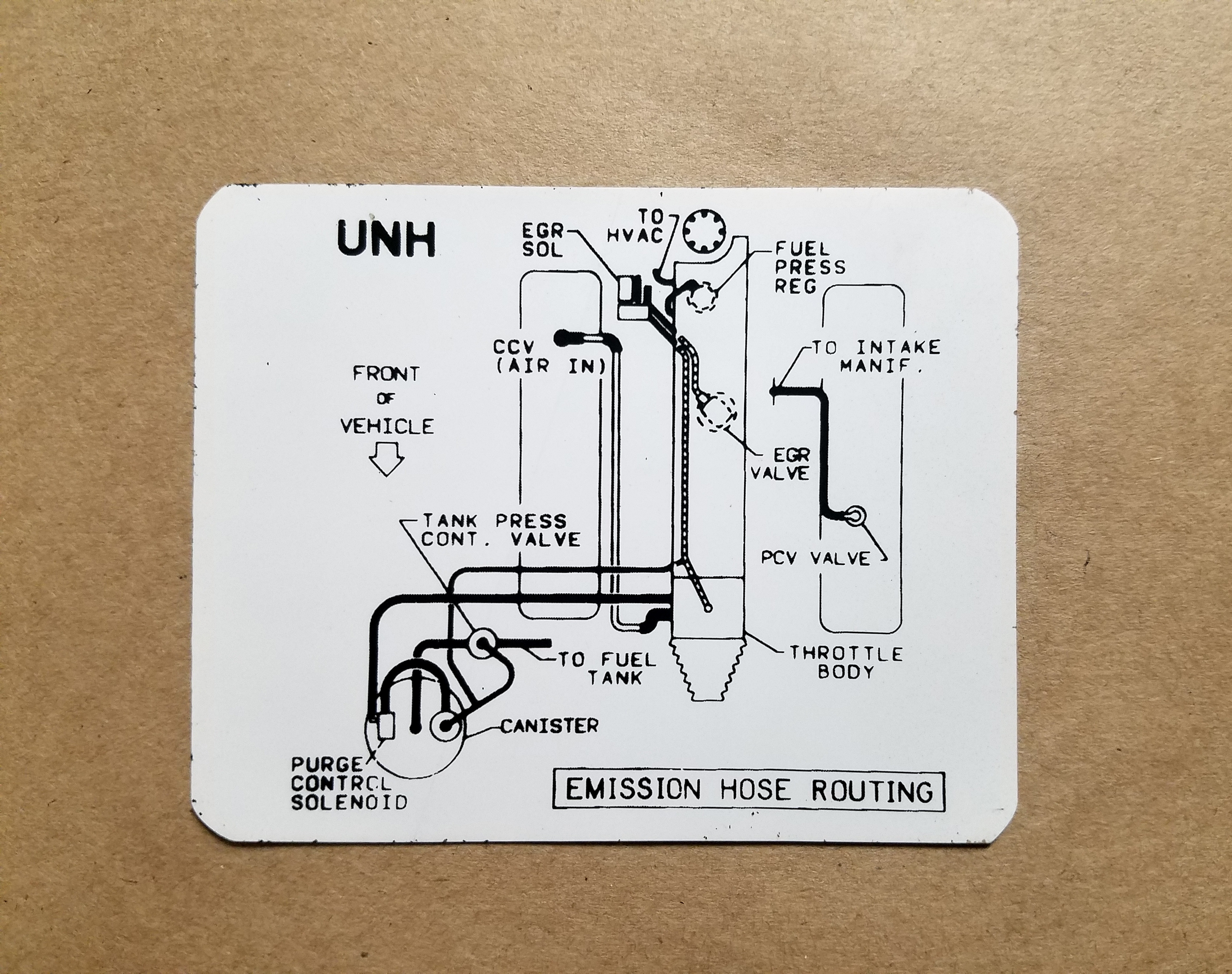 1985 Decal 5.0F AT Emission Routing