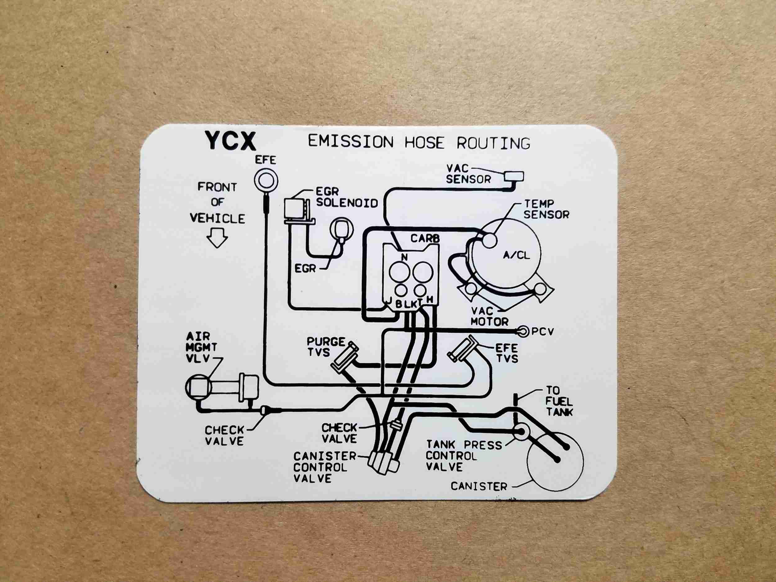 Decal, 5 MT Emission Routing (On Decal: YCX)
