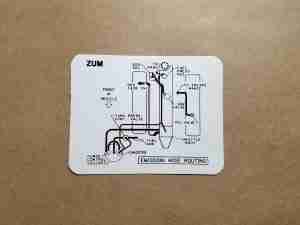 1987 Decal 5.0 F AT/MT Emission Routing. Printed on decal ZUM