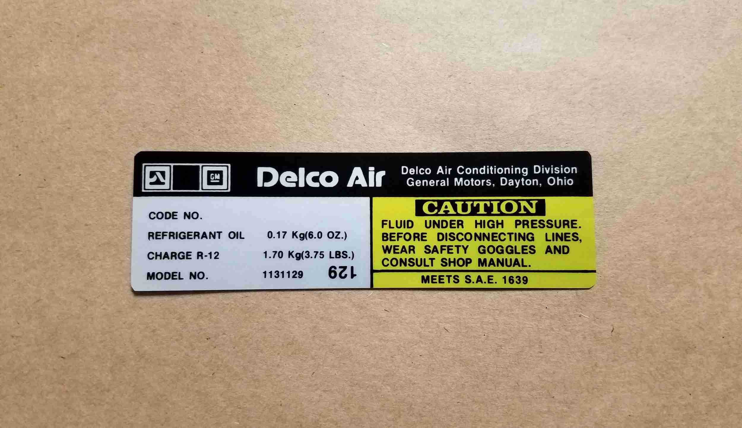 1979 Decal Delco Air Conditioner Compressor