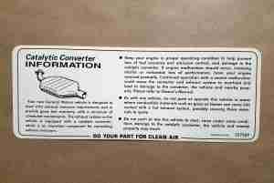 1977 Decal Sun Visor Catalytic Convertor