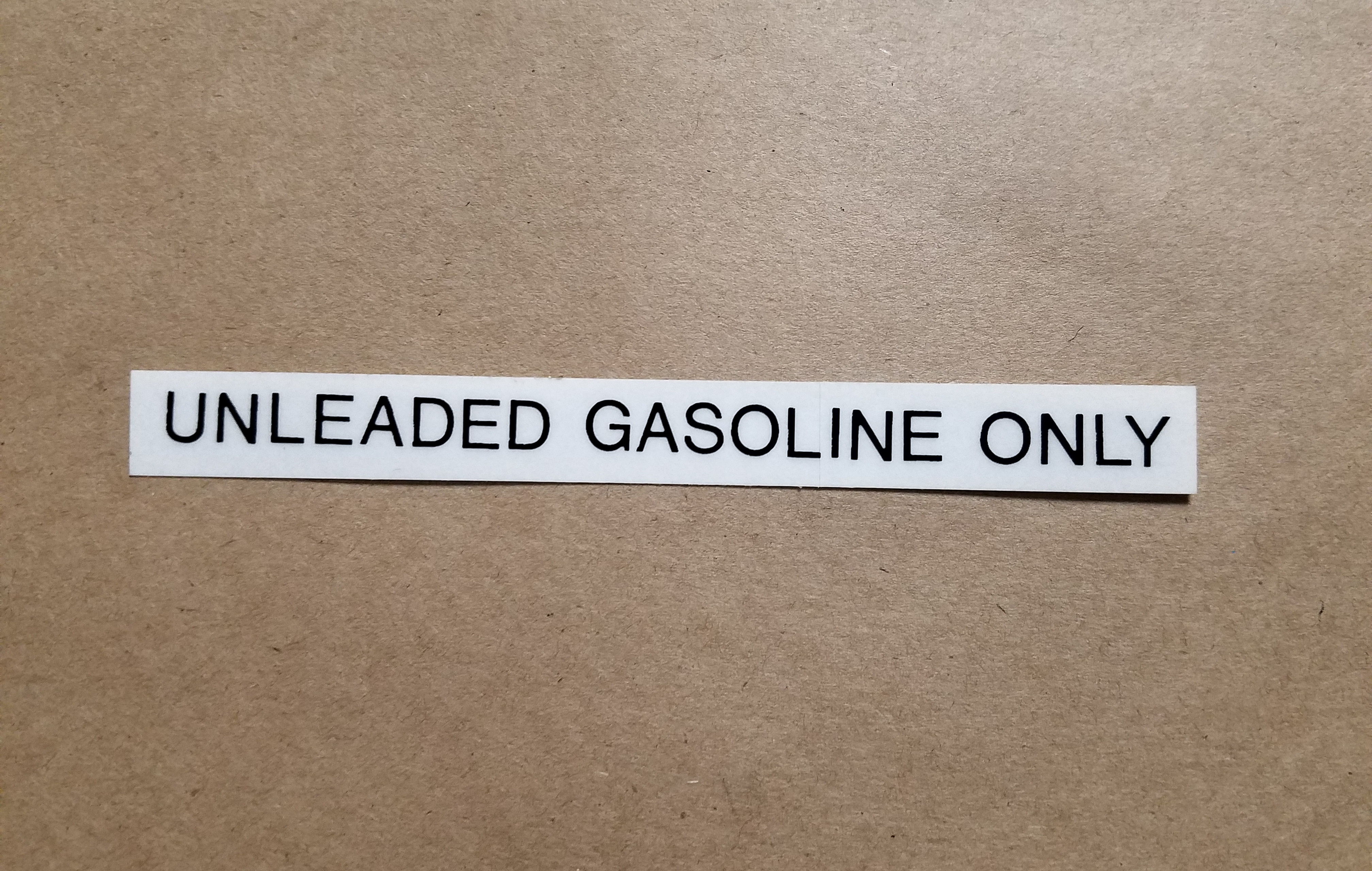 1981 Firebird Unleaded Gasoline Only Decal, 5" long straight black