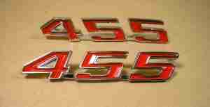 1967-69 trunk '455' emblem V P/N FB009A