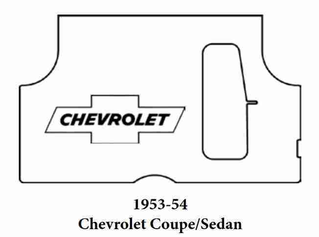 1953-54 Chevrolet Trunk Rubber Floor Mat Cover with G-010 Chev Bowtie