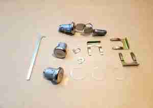 1969 Lock Kit, Door, Trunk & Glove, P8 & GP, w/ late style round head keys