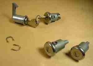 1963-64 Lock Kit Door Trunk & Glove Box set P/8 & G/P W/Long Cylinder Orignal Style Pear Head Key Discontinued
