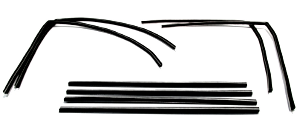 1961-64 Glass run channels 8 Piece Set, Chevy Bel Air 4 Door Wagon Upper Glass 6 Piece Set fuzzy